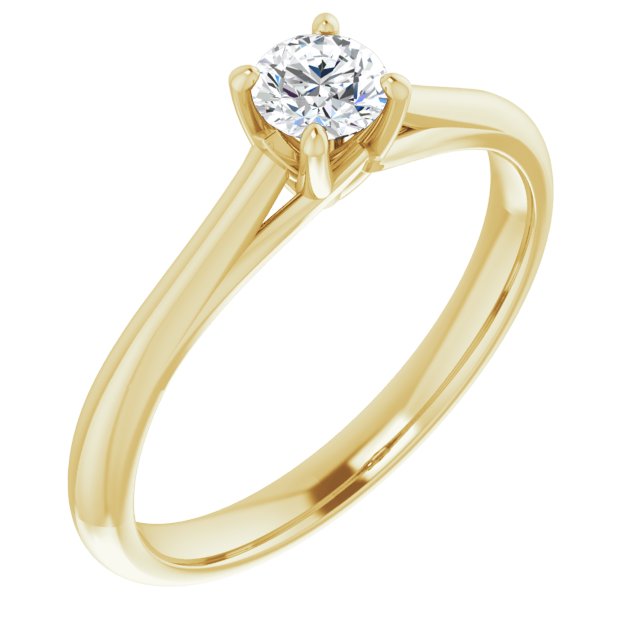 14K Yellow 4.1 mm Round Solitaire Engagement Ring Mounting