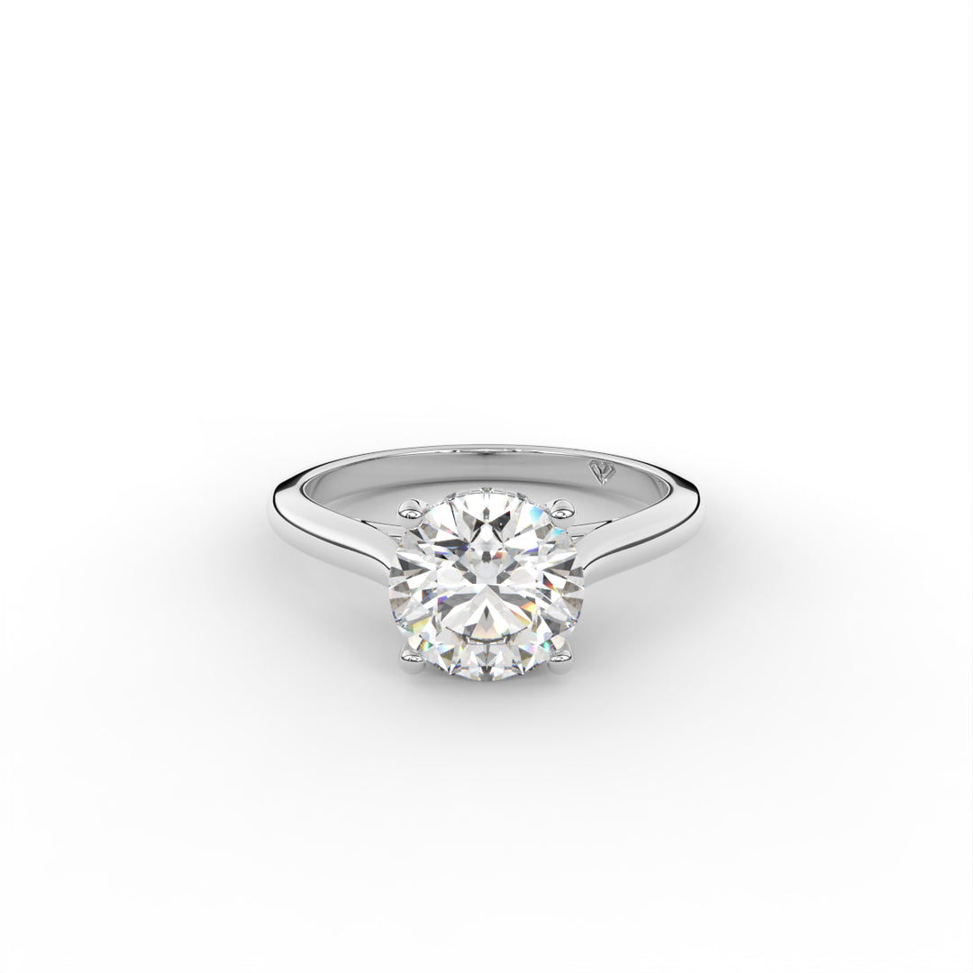 Stephanie - 14k White Gold Classic Cathedral Hidden Halo Engagement Ring
