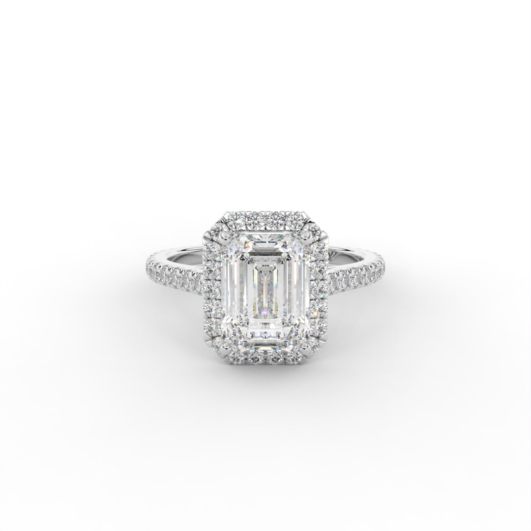 Emily - 14k White Gold Halo Diamond Engagement Ring