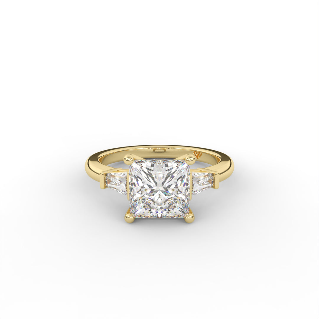 Alice - 14K Yellow Gold Tapered Baguette Accented Engagement Ring