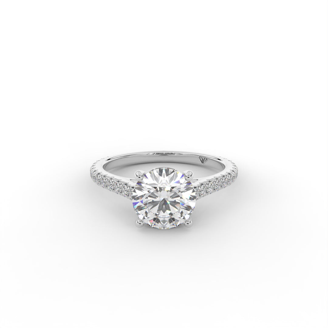 Sarah - 14k White Gold Classic Pave Cathedral Engagement Ring