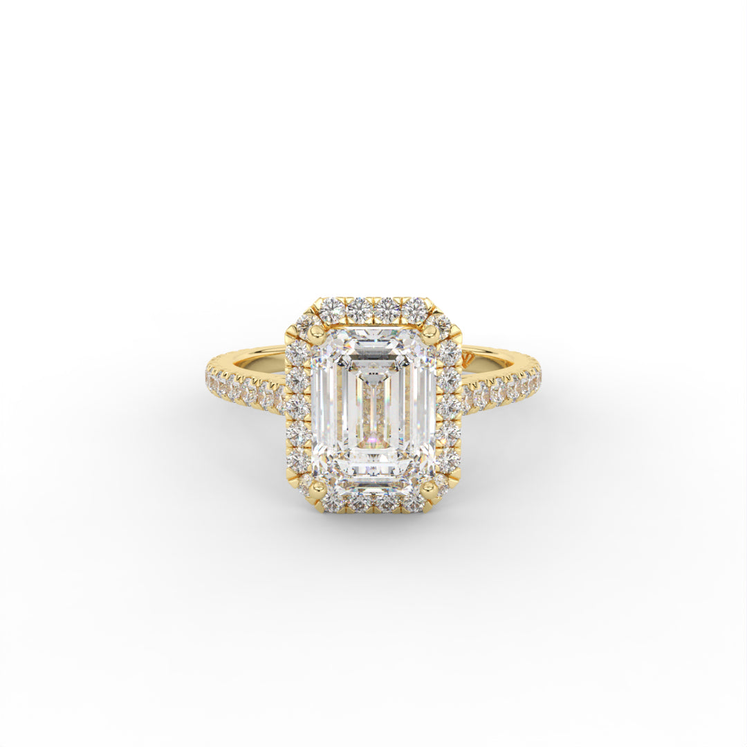 Emily - Bague de fiançailles en or jaune 18 carats avec halo de diamants