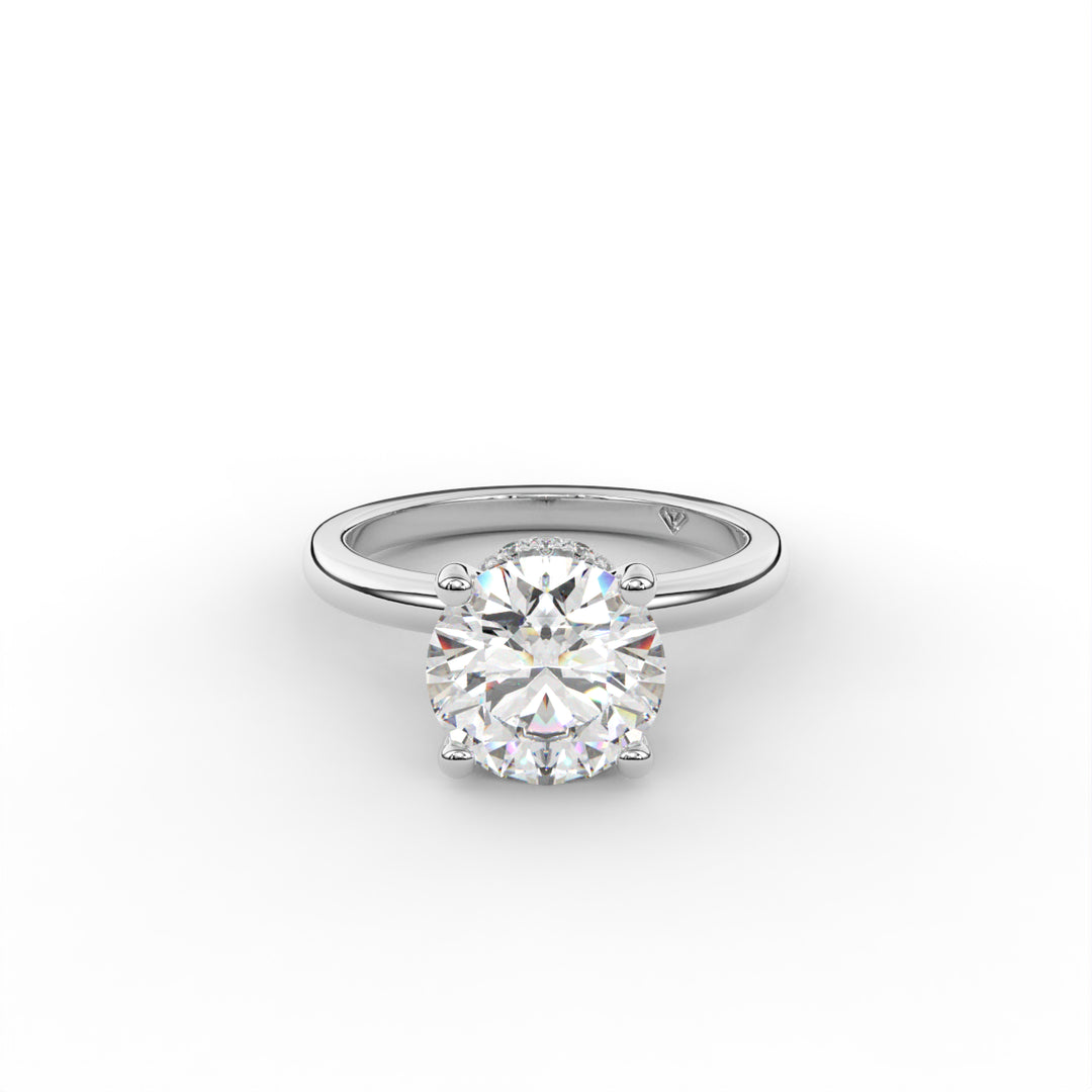 Veronica - 14K White Gold Classic Secret Halo Engagement Ring