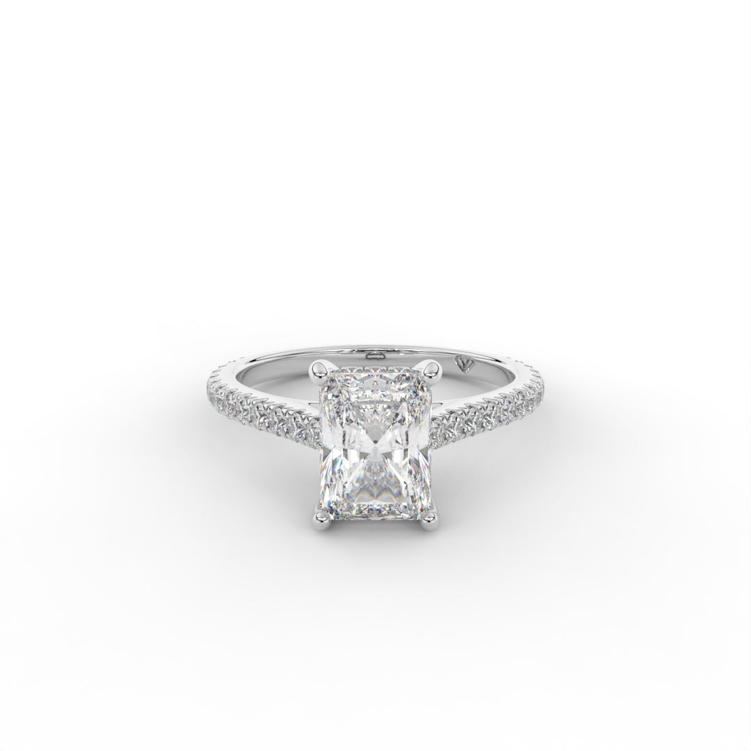 Giulia - Platinum Classic Pave With Hidden Halo Cathedral Engagement Ring