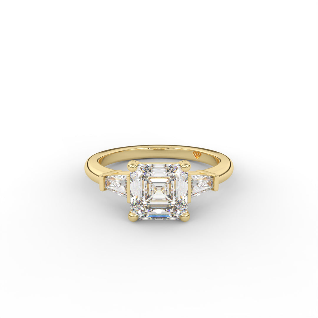 Alice - 14K Yellow Gold Tapered Baguette Accented Engagement Ring