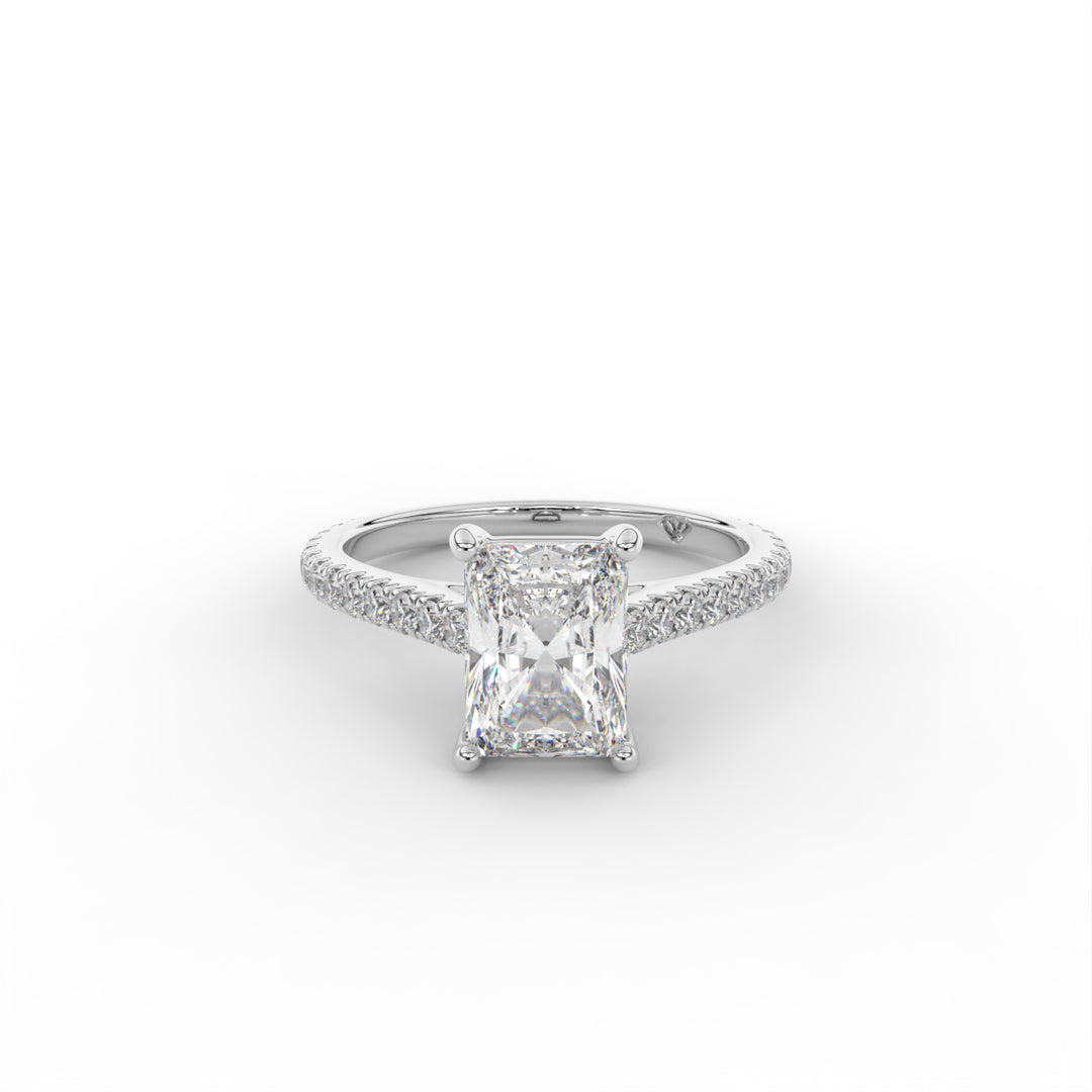 Sarah - 14k White Gold Classic Pave Cathedral Engagement Ring