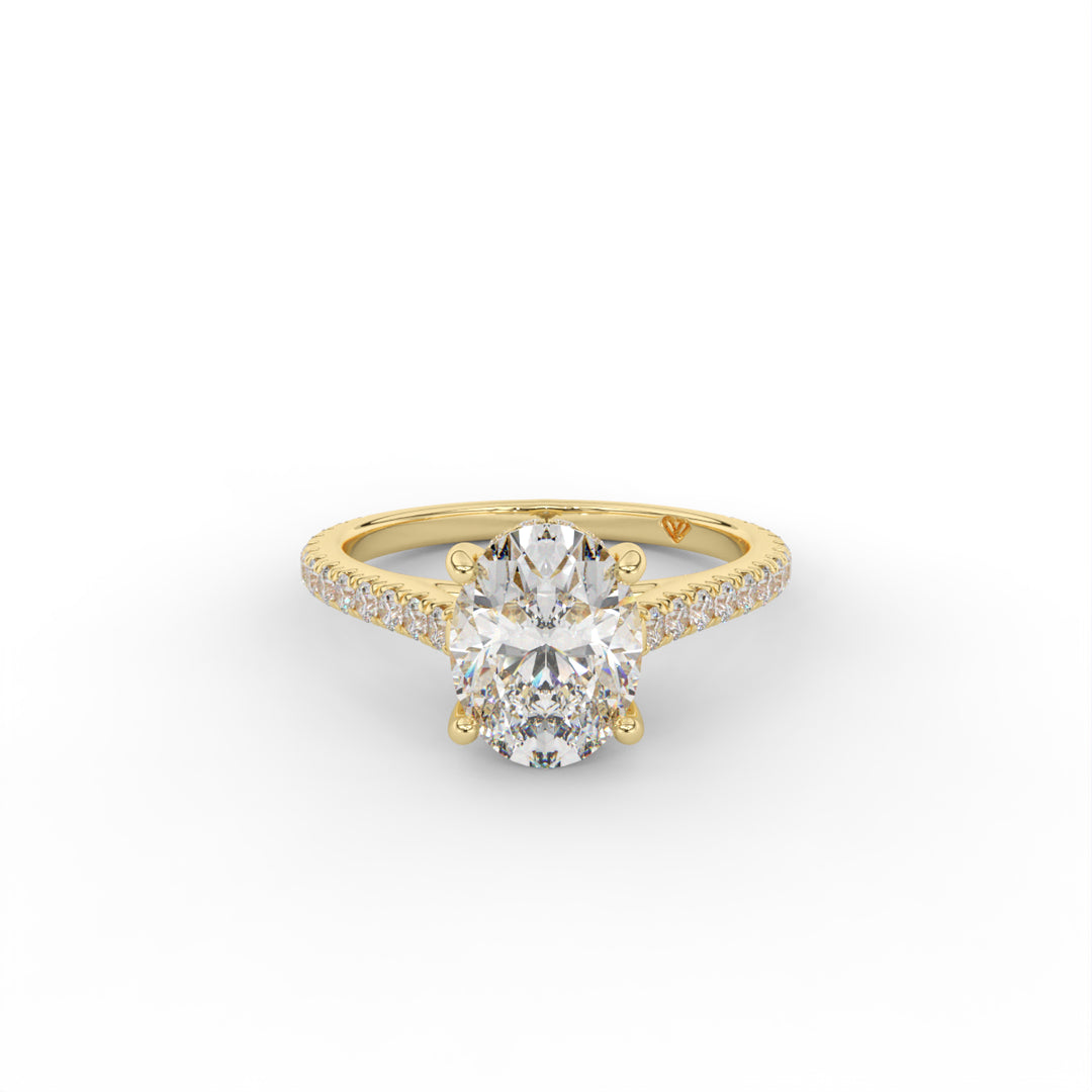 Giulia - 14K Yellow Gold Classic Pave With Hidden Halo Cathedral Engagement Ring