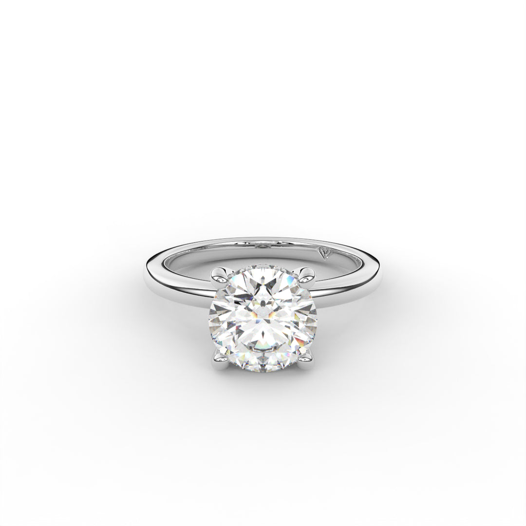Laura - 14k White Gold Classic Solitaire Hidden Halo Engagement Ring