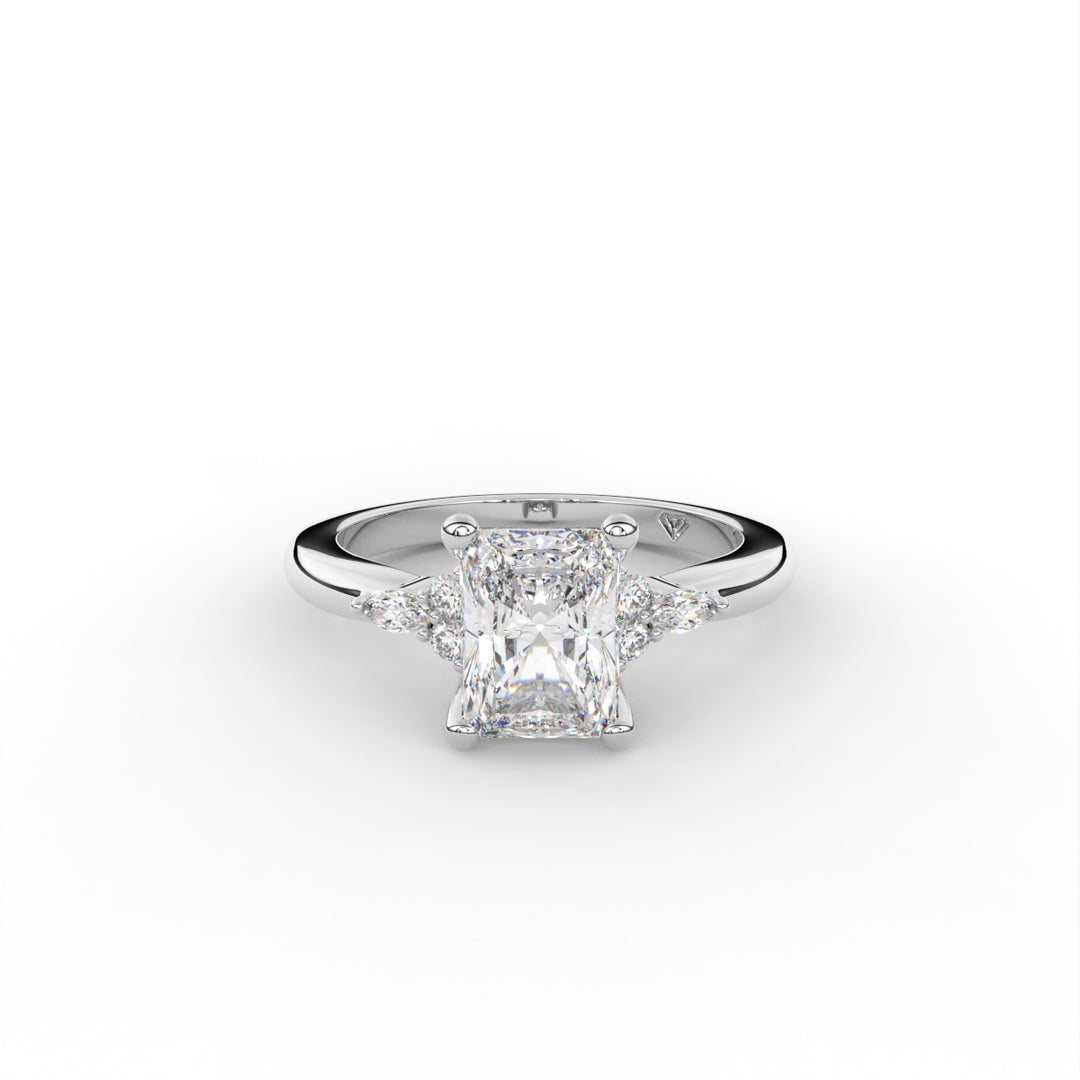 Margaret - 14K White Gold Old Money Round and Marquise Accented Engagement Ring