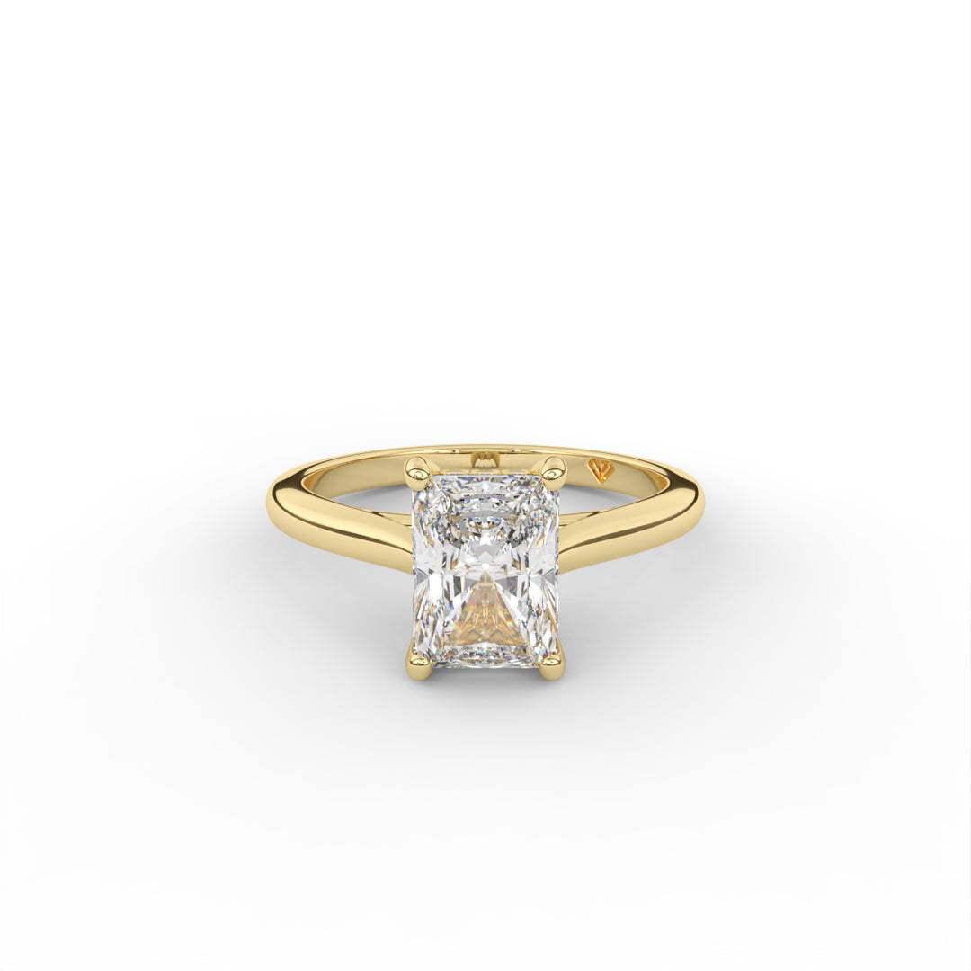 Stephanie - Bague de fiançailles classique en or jaune 18 carats avec halo caché en forme de cathédrale