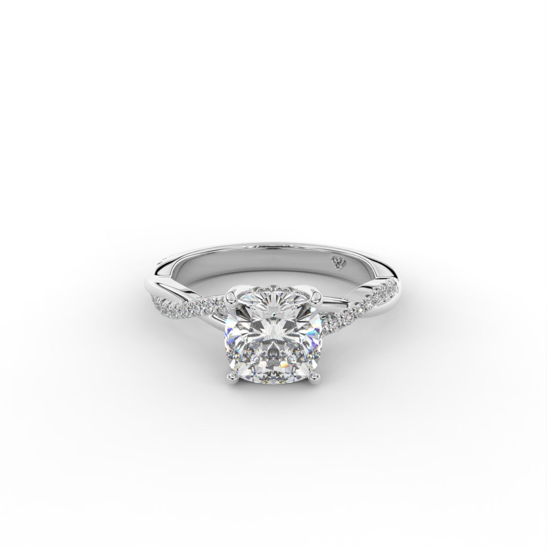 Rosa - Platinum Twisted Shank Hidden Halo Diamond Engagement Ring