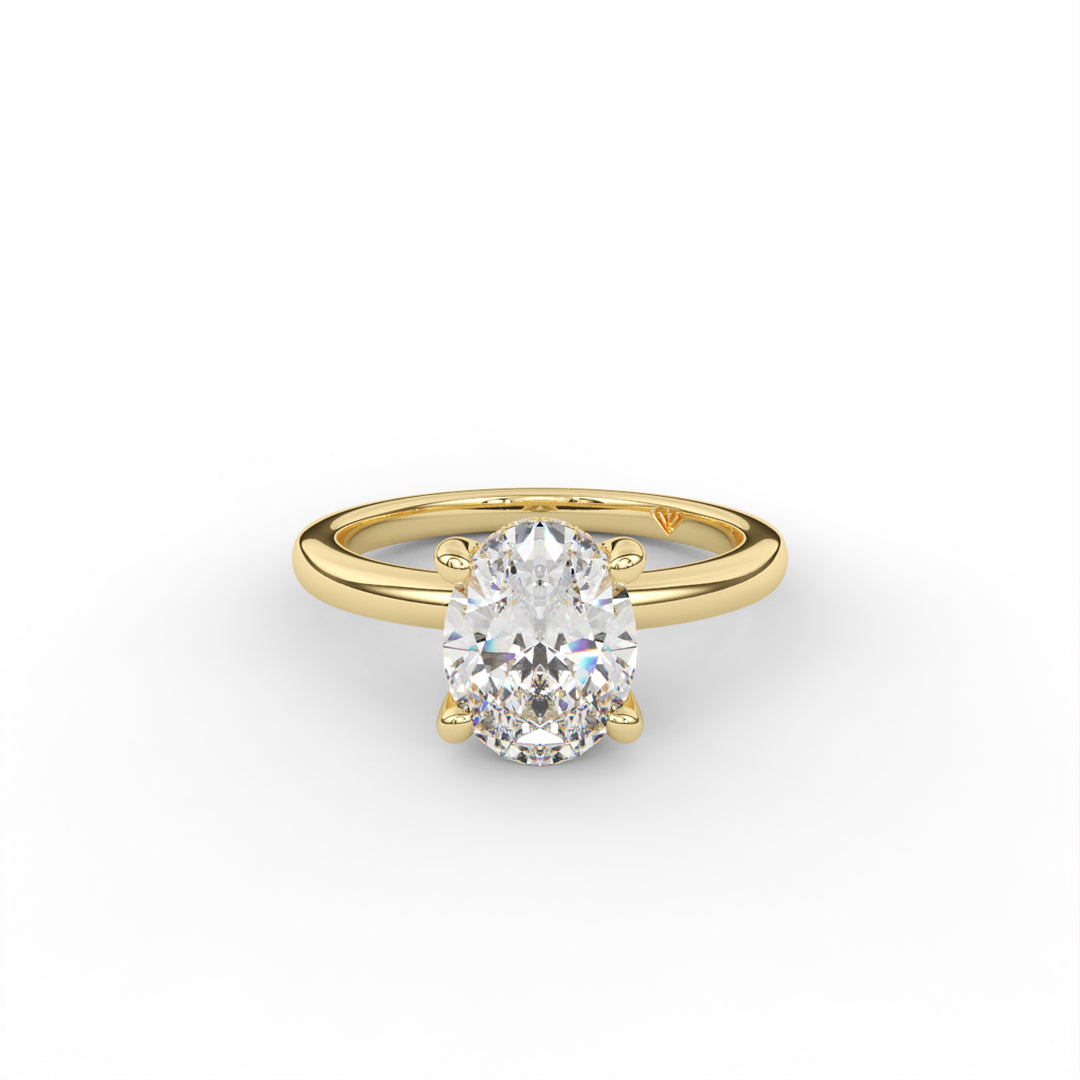 Laura - 14K Yellow Gold Classic Solitaire Hidden Halo Engagement Ring