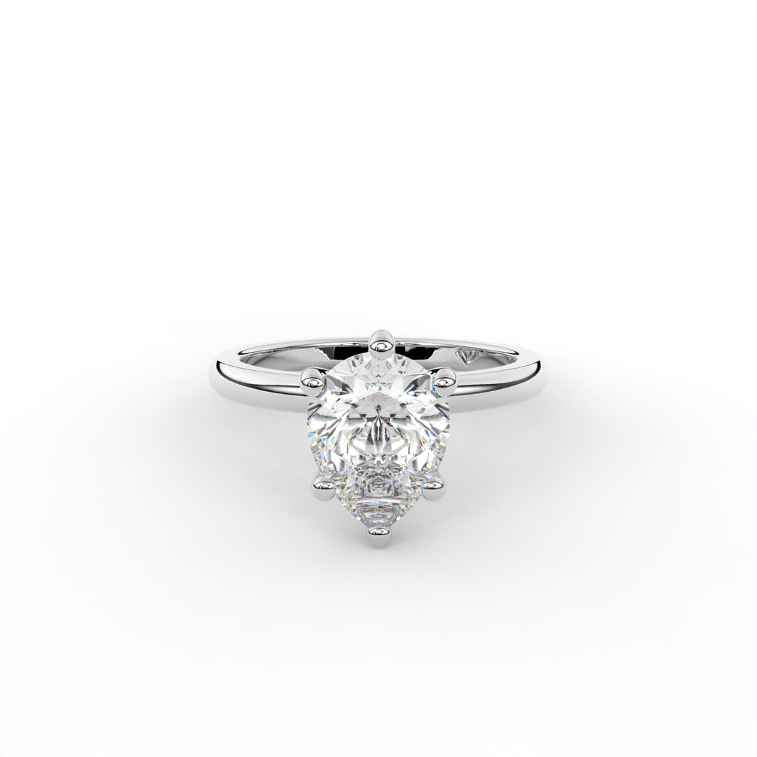 Veronica - 14K White Gold Classic Secret Halo Engagement Ring
