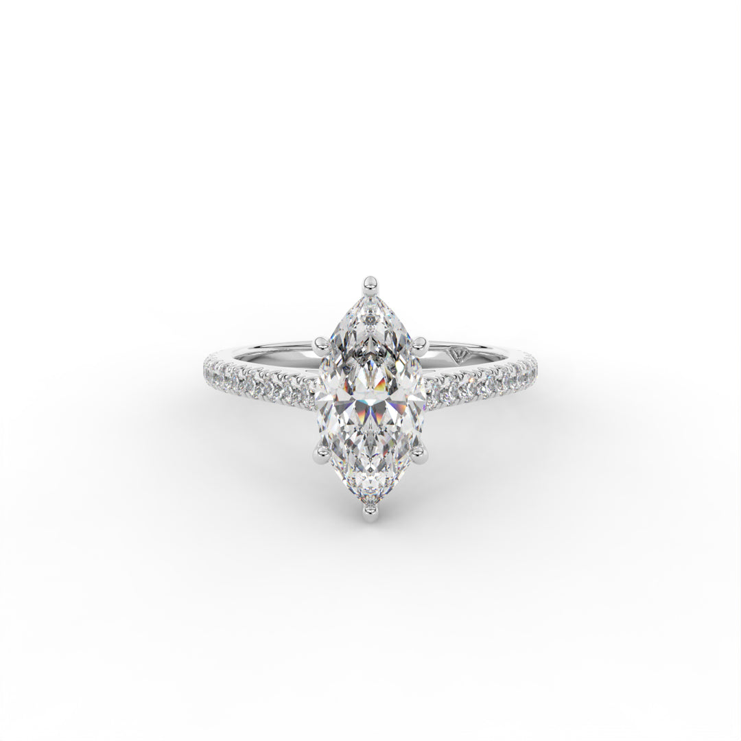 Giulia- 18k White Gold Classic Pave With Hidden Halo Cathedral Engagement Ring