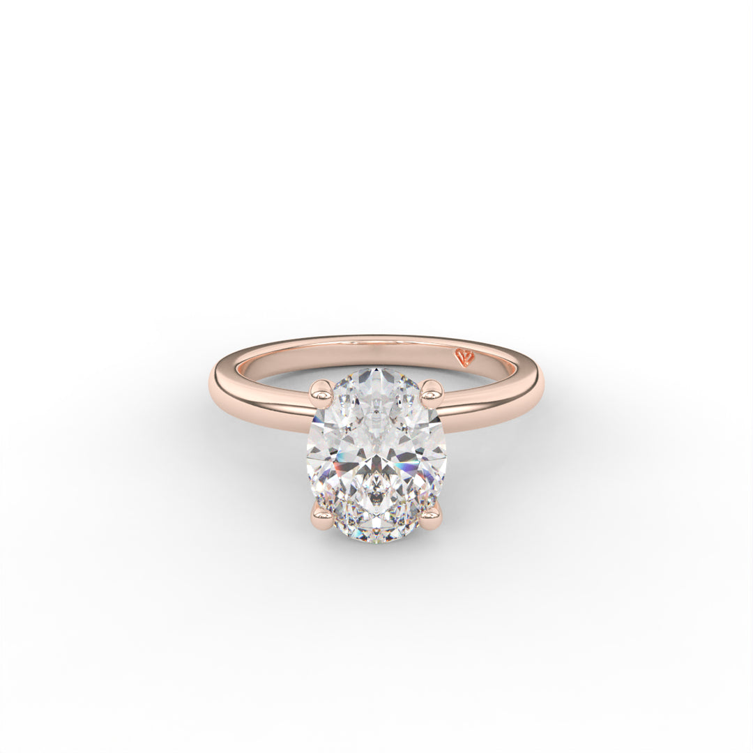 Veronica - 14K Rose Gold Classic Secret Halo Engagement Ring