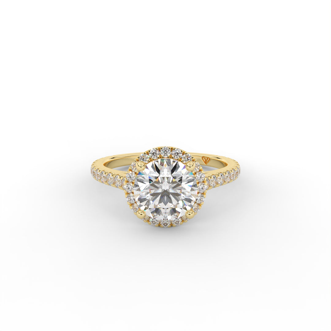 Emily - 18K Yellow Gold Halo Diamond Engagement Ring