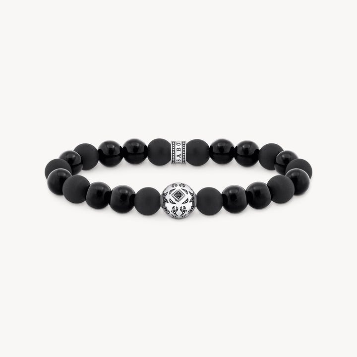 Rebel At Heart Silver Blackened Beads Bracelet with Obsidian