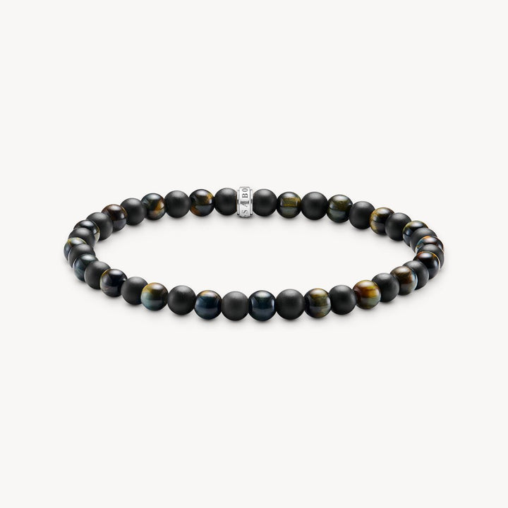 Rebel At Heart Silver Talisman Bracelet with Obsidian and Tiger Eye Beads