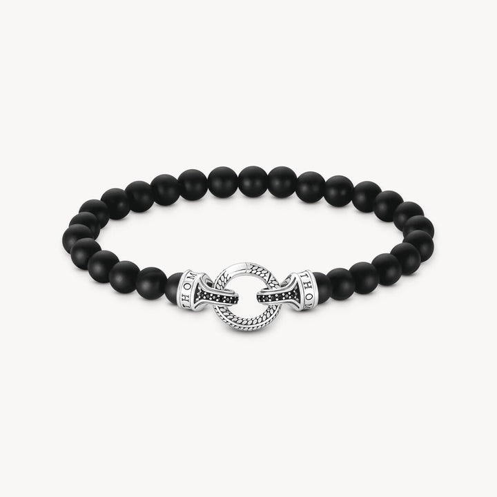 Rebel At Heart Silver Bracelet with Black Obsidian Beads