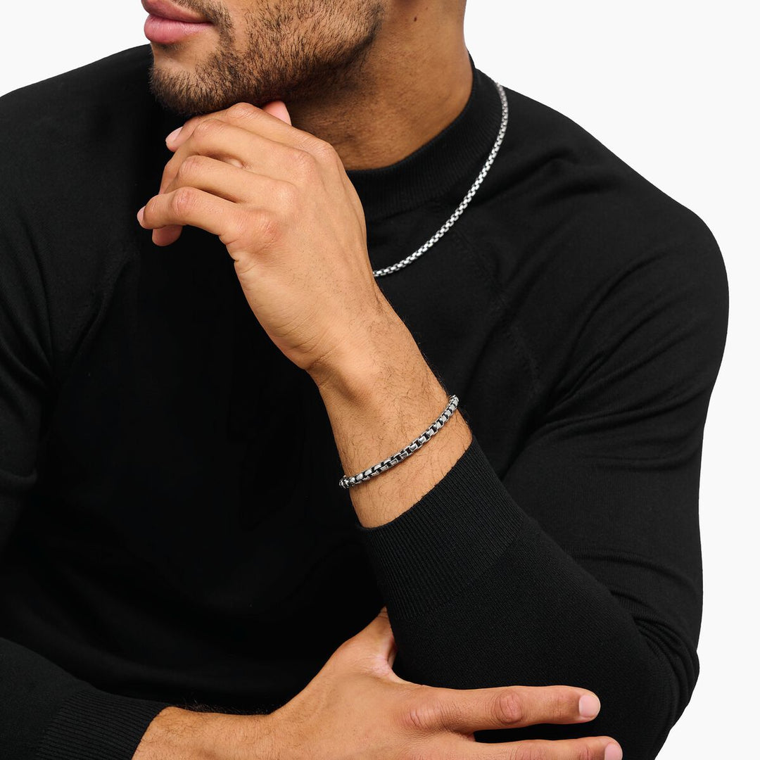 Rebel At Heart Silver Bracelet Box Chain