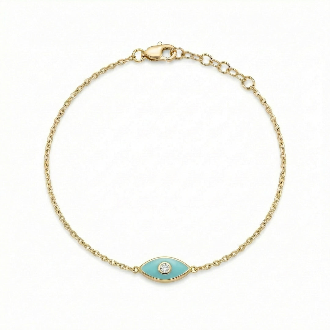 Evil Eye Bracelet with Teal Enamel