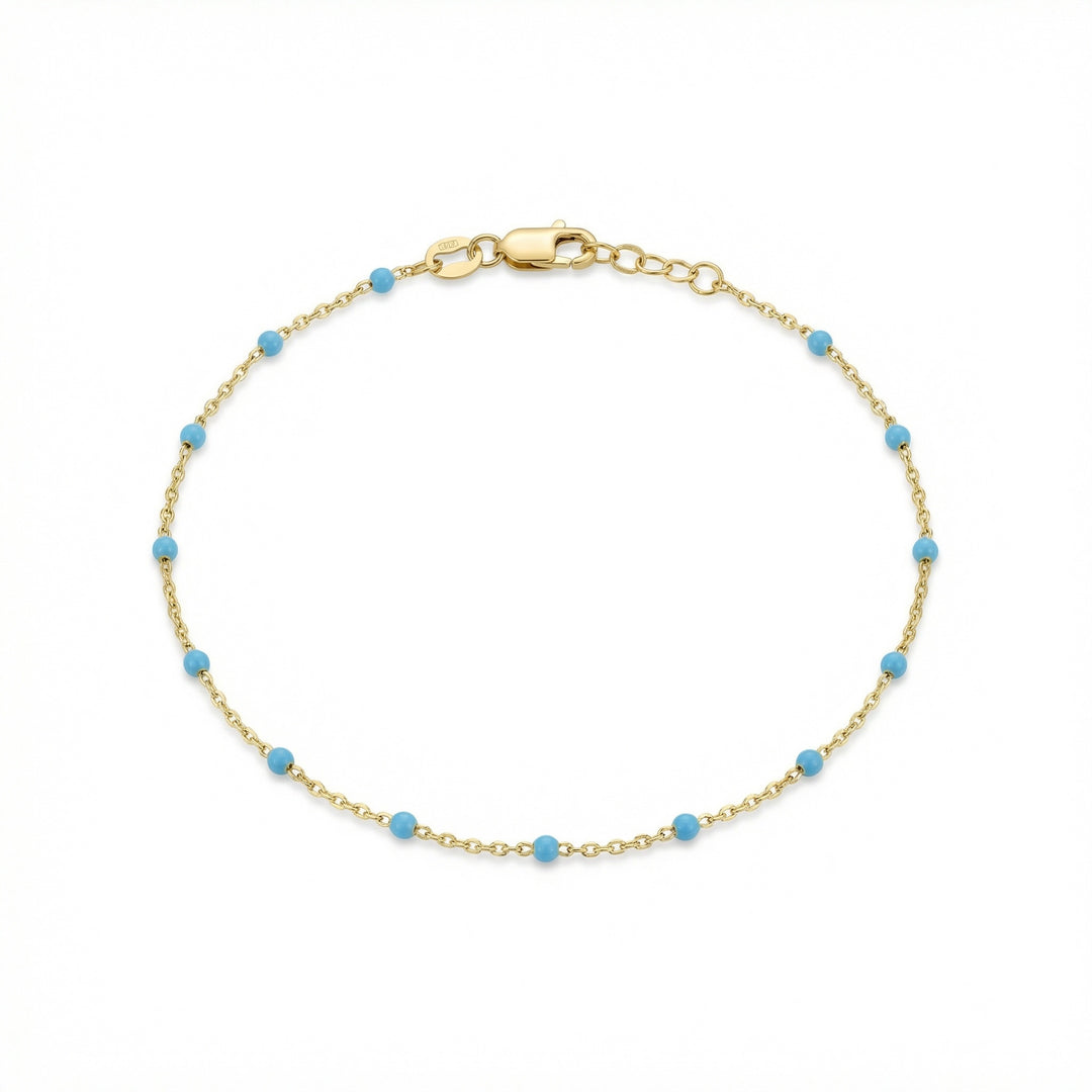 Gold and Sky Blue Enamel Bracelet