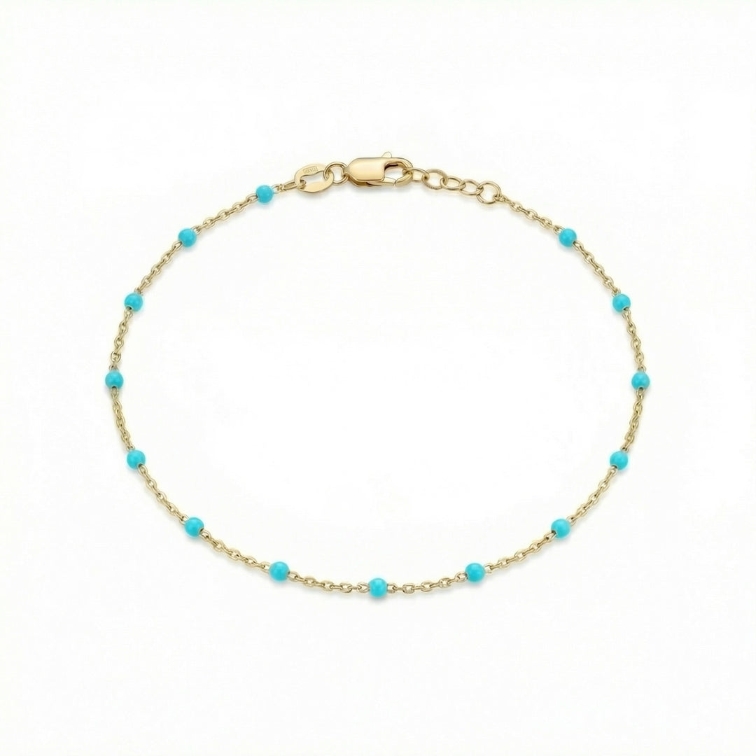 Gold and Teal Enamel Bracelet