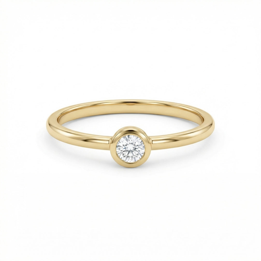 Gold Bezel Ring with Natural Diamond Centre
