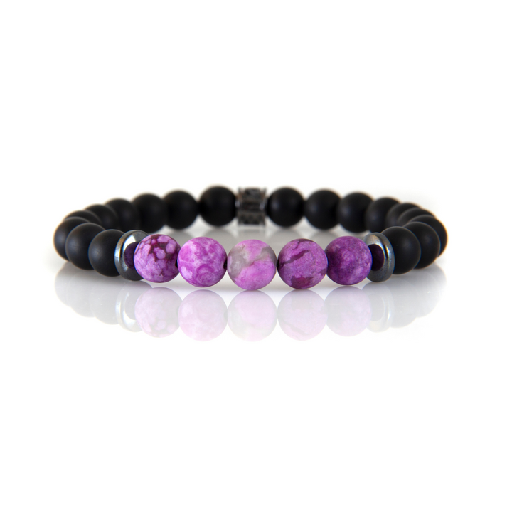 Luenzo Black Onyx & Purple Jasper Bead Bracelet