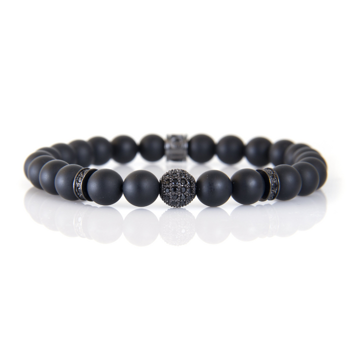 Luenzo Pavé Black Onyx Bead Bracelet