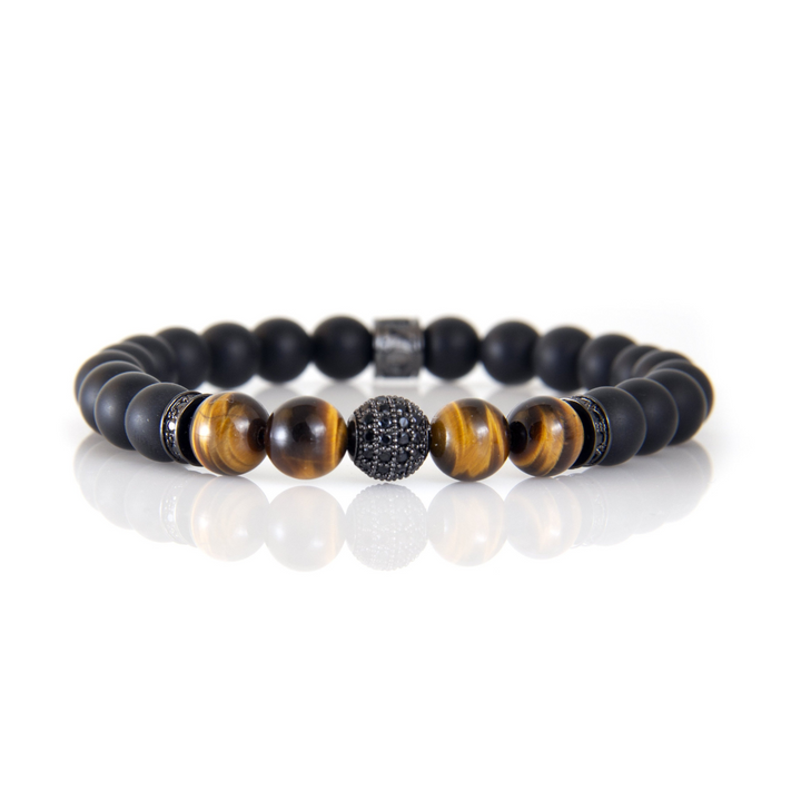 Luenzo Pavé Black Onyx & Tiger Eye Bead Bracelet