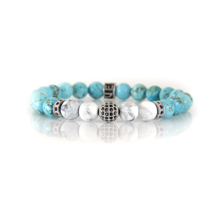 Luenzo Pavé Blue & White Turquoise Bead Bracelet