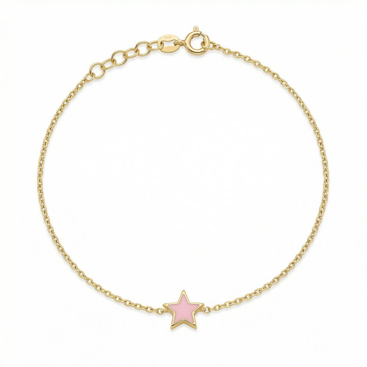 Star Bracelet with Pink Enamel & Natural Diamonds