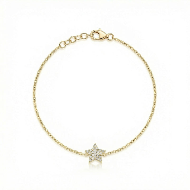 Star Bracelet with Sky Blue Enamel & Natural Diamonds