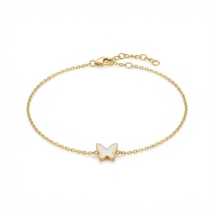 Butterfly Bracelet with White Enamel & Natural Diamonds