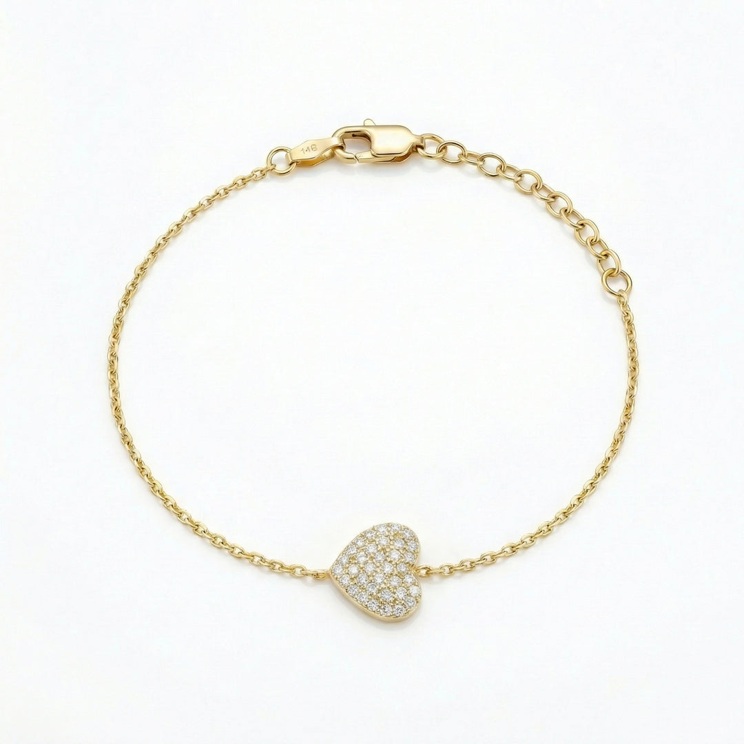Heart Bracelet with Teal Enamel & Natural Diamonds