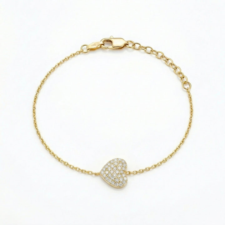 Heart Bracelet with Teal Enamel & Natural Diamonds