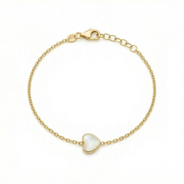 Heart Bracelet with White Enamel & Natural Diamonds
