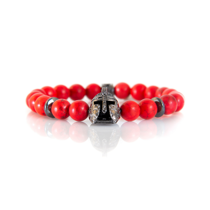 Luenzo Warrior Red/Black Jade Bead Bracelet