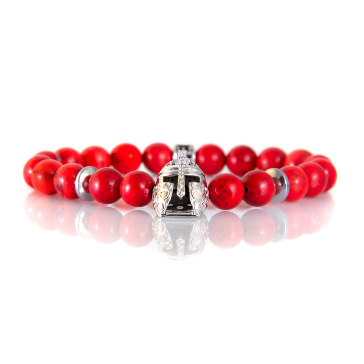 Luenzo Warrior Red/Black Jade Bead Bracelet