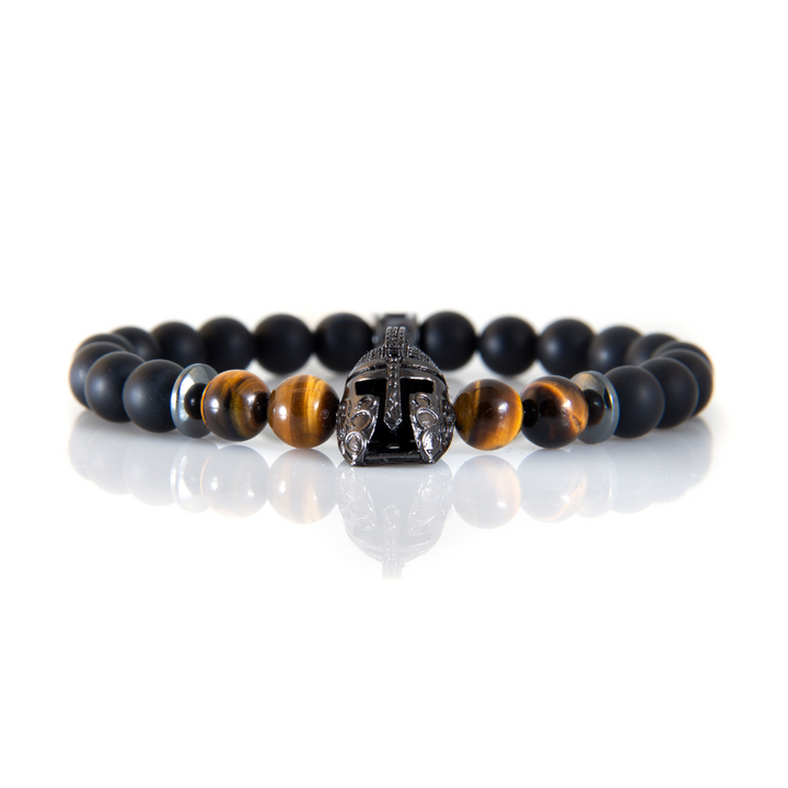 Luenzo Warrior Black Onyx & Tiger Eye Bead Bracelet