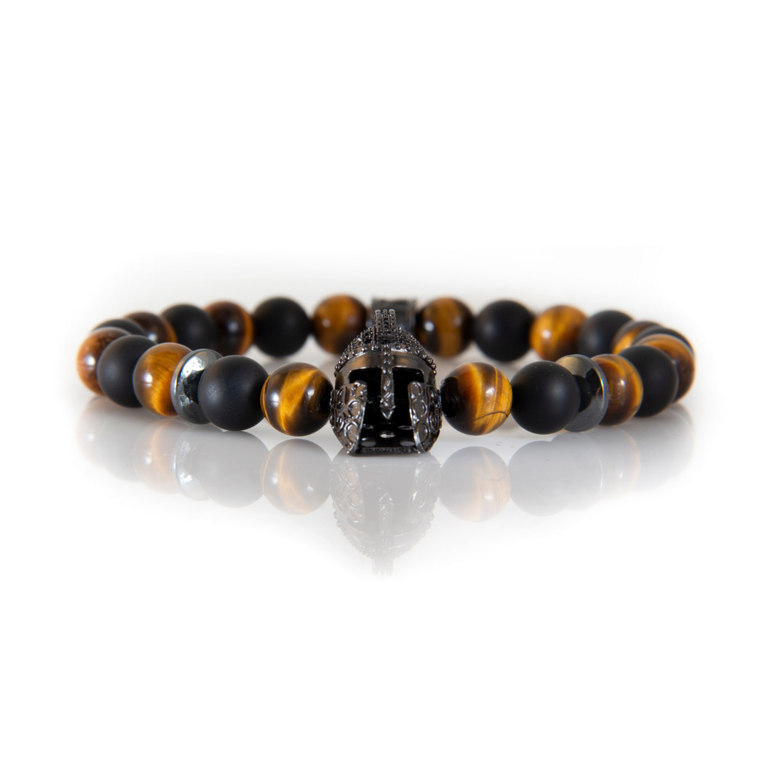 Luenzo Warrior Black Onyx & Tiger Eye Bead Bracelet