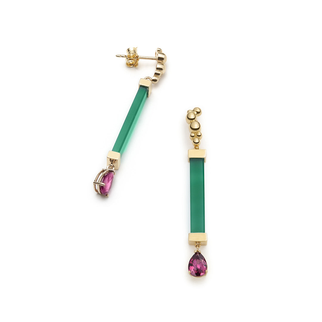 Serafino Joya Green Agate & Rhodolite Earrings