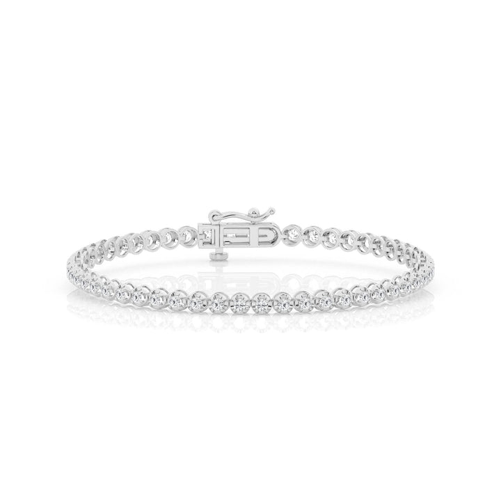 2.0ct TDW Lab Diamond Floral Set Tennis Bracelet 14K White Gold