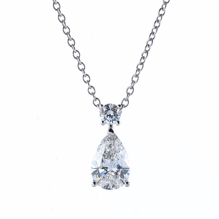 1ct TDW Pear and Round Lab Diamond Necklace 14K