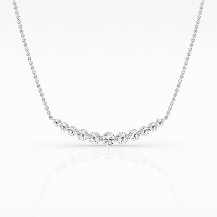 1ct TDW Lab Diamond Curved Diamond Bar Necklace 14K