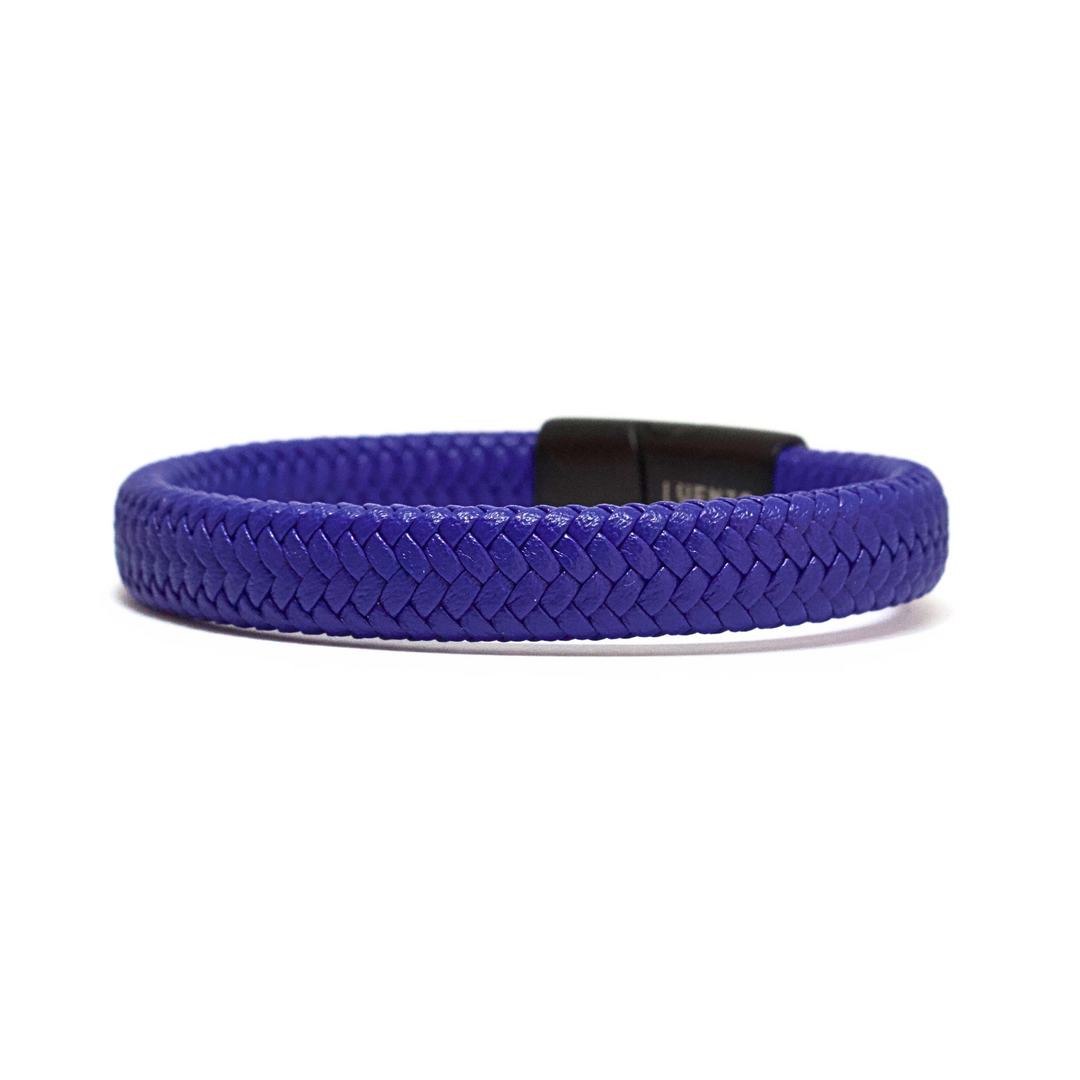 Luenzo Electric Blue Thick Genuine Leather Bracelet