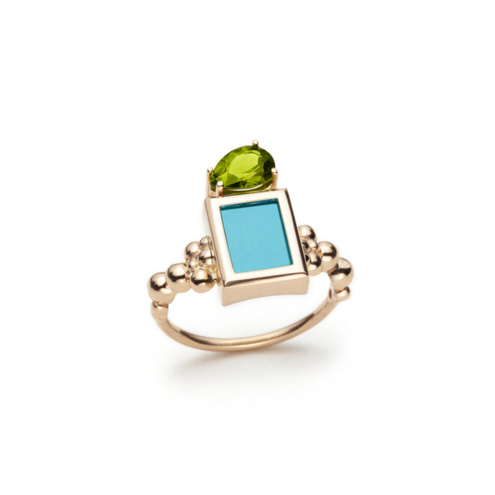 Serafino Joya Turquoise & Peridot Ring