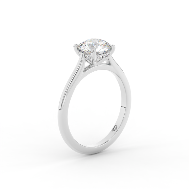 Stephanie - Classic Cathedral Hidden Halo Engagement Ring