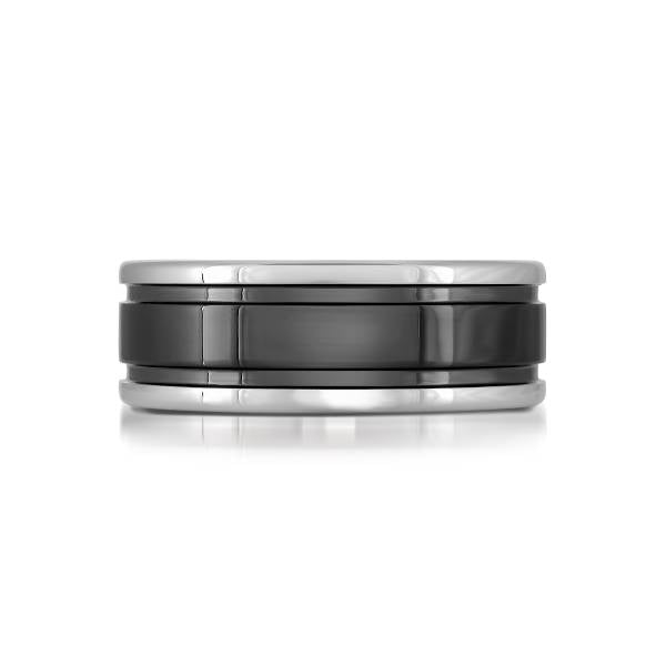 8mm Black & Silver Tungsten Ring